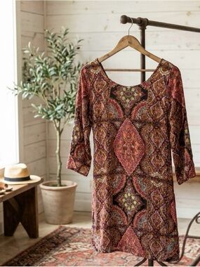 Billabong Rust Multi Paisley Print Tunic Dress
